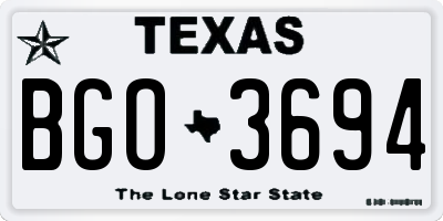 TX license plate BGO3694