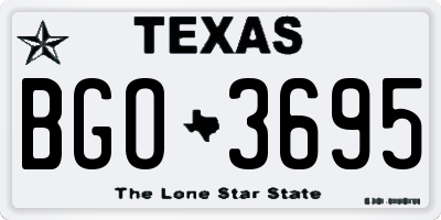 TX license plate BGO3695