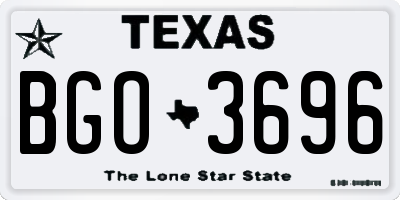 TX license plate BGO3696