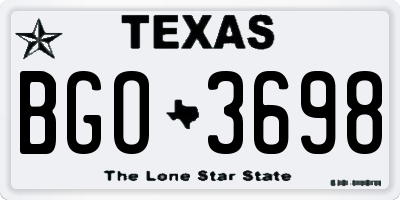 TX license plate BGO3698