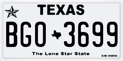 TX license plate BGO3699