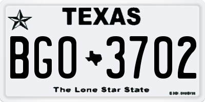 TX license plate BGO3702