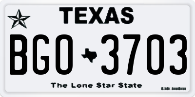 TX license plate BGO3703