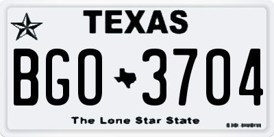 TX license plate BGO3704