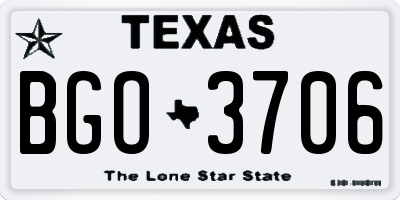 TX license plate BGO3706