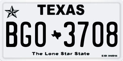 TX license plate BGO3708