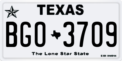 TX license plate BGO3709