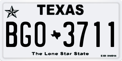 TX license plate BGO3711