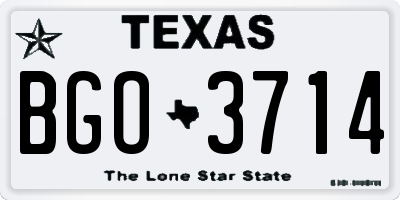 TX license plate BGO3714