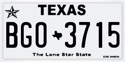 TX license plate BGO3715