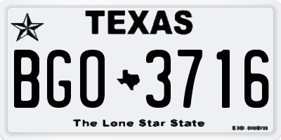 TX license plate BGO3716