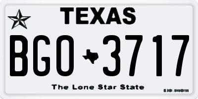 TX license plate BGO3717