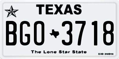 TX license plate BGO3718