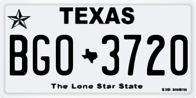 TX license plate BGO3720