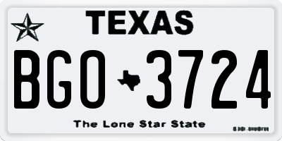 TX license plate BGO3724