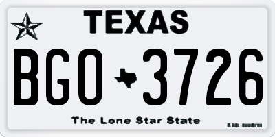 TX license plate BGO3726