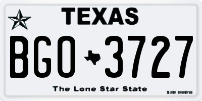 TX license plate BGO3727