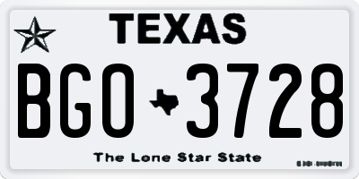 TX license plate BGO3728