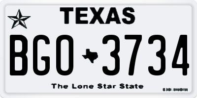 TX license plate BGO3734