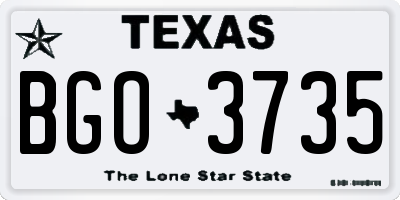 TX license plate BGO3735