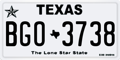 TX license plate BGO3738