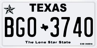 TX license plate BGO3740