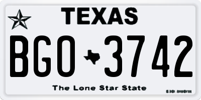 TX license plate BGO3742