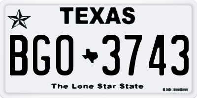 TX license plate BGO3743