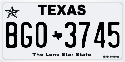 TX license plate BGO3745