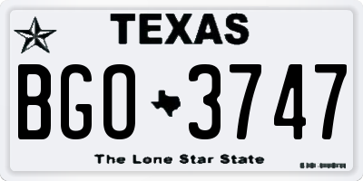 TX license plate BGO3747