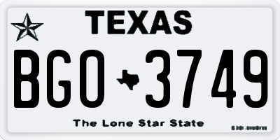 TX license plate BGO3749