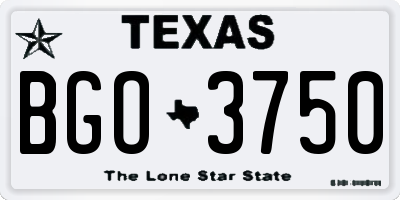 TX license plate BGO3750