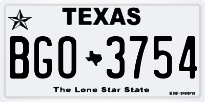 TX license plate BGO3754