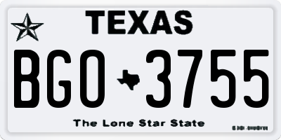 TX license plate BGO3755