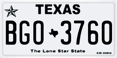 TX license plate BGO3760
