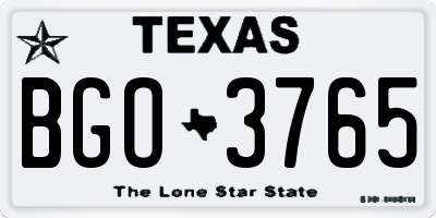 TX license plate BGO3765