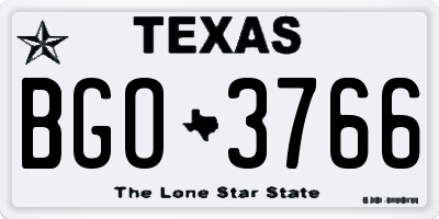 TX license plate BGO3766