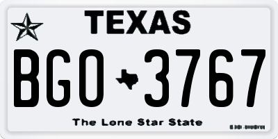 TX license plate BGO3767