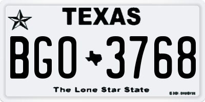 TX license plate BGO3768