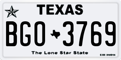 TX license plate BGO3769