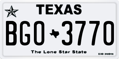TX license plate BGO3770