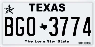 TX license plate BGO3774