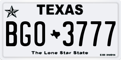 TX license plate BGO3777