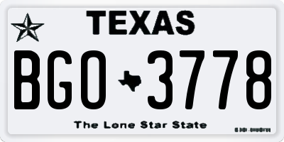 TX license plate BGO3778