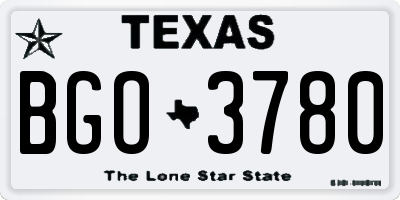 TX license plate BGO3780