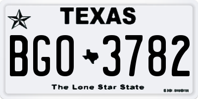 TX license plate BGO3782
