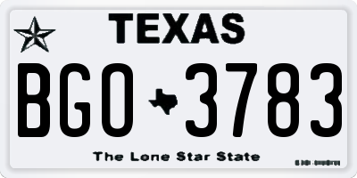 TX license plate BGO3783