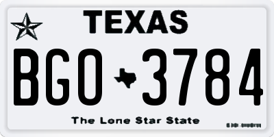 TX license plate BGO3784