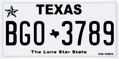 TX license plate BGO3789