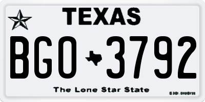 TX license plate BGO3792